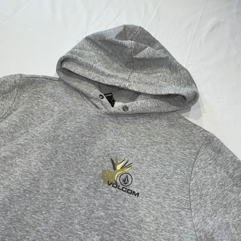 Volcom Mens Heather Gray Bird of Paradise Graphic Pullover Hoodie Sweatshirt M